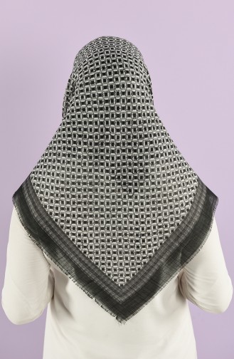 Desenli Flamlı Eşarp 7834-17 Gri Siyah