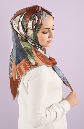 Karaca Patterned Rayon Scarf 90751-05 Stone Brown 90751-05