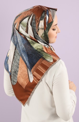 Karaca Desenli Rayon Eşarp 90751-05 Taş Kahverengi