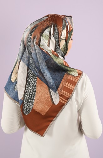 Karaca Patterned Rayon Scarf 90751-05 Stone Brown 90751-05