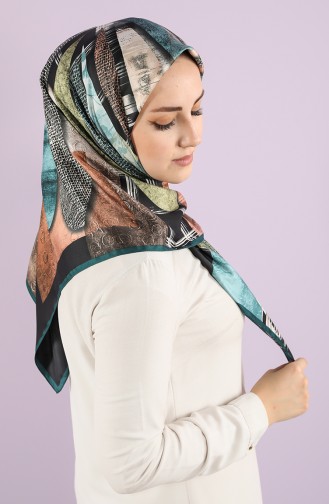 Karaca Desenli Rayon Eşarp 90751-09 Petrol Siyah