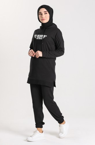 writing Patterned Tracksuit 40009-01 Black 40009-01