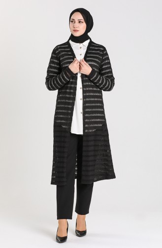 Dantelli Hırka 8185-01 Siyah