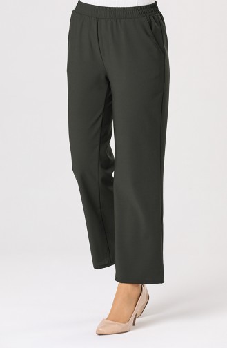 Pants with Elastic waist Pockets 4369pnt-01 Dark Green 4369PNT-01