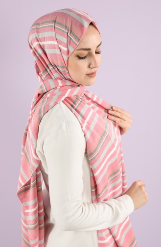 Striped Cotton Shawl 4905-01 Candypink Light Gray 4905-01