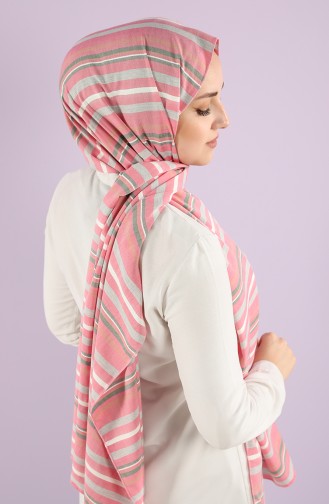 Striped Cotton Shawl 4905-01 Candypink Light Gray 4905-01