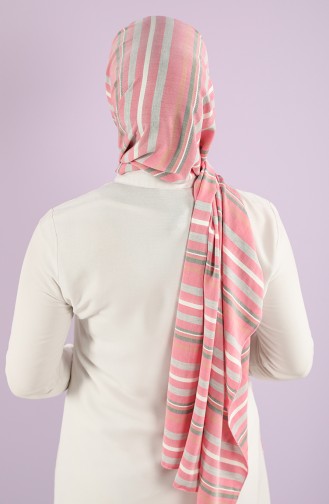 Striped Cotton Shawl 4905-01 Candypink Light Gray 4905-01