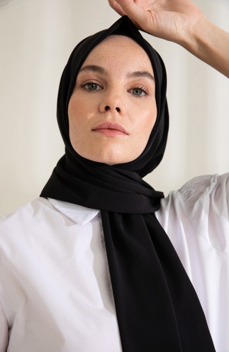 Pure Scarfs Plain Medina Silk Scarf 1mi1-31 Black 1Mİ1-31