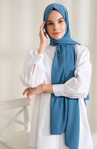 Pure Scarfs Plain Medina Silk Scarf 1mi1-41 Petrol Blue 1Mİ1-41