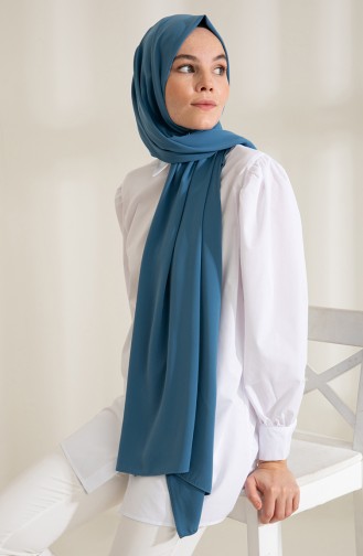 Pure Scarfs Plain Medina Silk Scarf 1mi1-41 Petrol Blue 1Mİ1-41