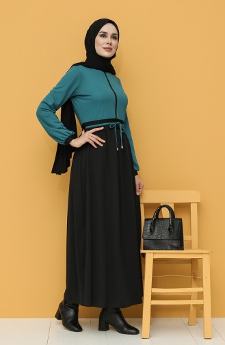 Schwarz Hijab Kleider 7896-02