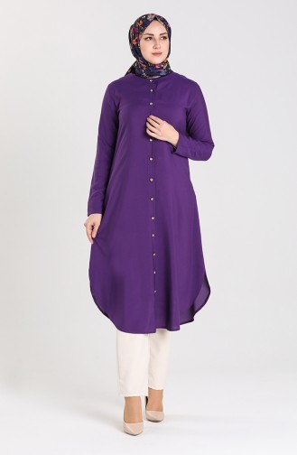 Düğmeli Tunik 1003-03 Mor
