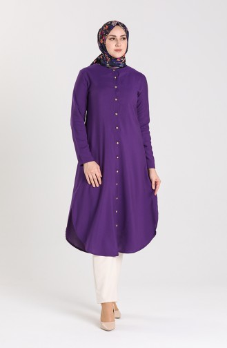 Düğmeli Tunik 1003-03 Mor