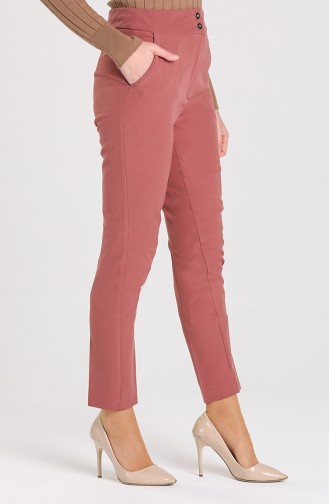 Straight Leg Trousers with Pockets 1003-02 Dried Rose 1003-02
