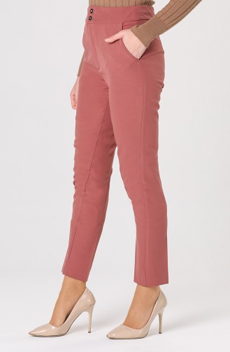Straight Leg Trousers with Pockets 1003-02 Dried Rose 1003-02