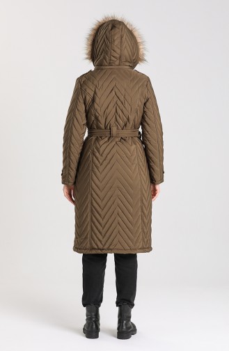 Quilted Coat with Belt 0141-03 Khaki 0141-03