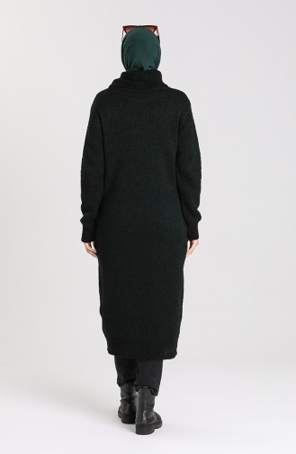 Knitwear Turtleneck Long Sweater 4198-07 Emerald Green Black 4198-07