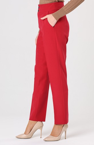 Straight Leg Trousers with Pockets 1003-03 Burgundy 1003-03