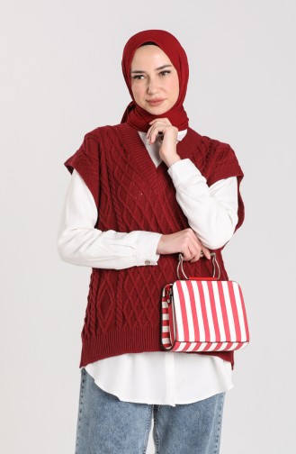 Knitwear V-neck Sweater 4267-03 Claret Red 4267-03