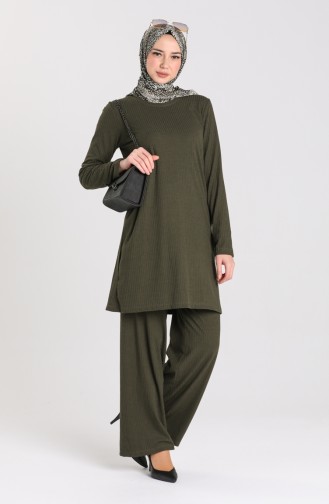 Ribbed Tunic Trousers Double Suit 2902-03 Dark Green 2902-03