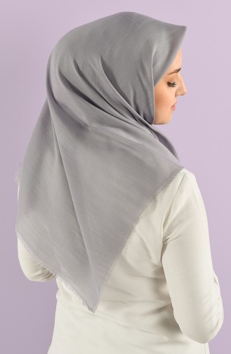 Düz Flamlı Pamuk Eşarp 90681-06 Gri