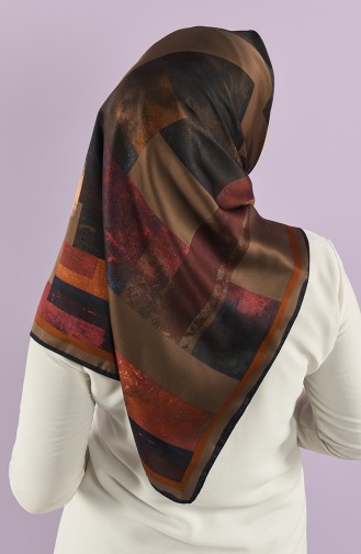 Karaca Desenli Rayon Eşarp 90761-01 Lacivert Kahverengi