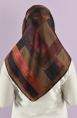 Karaca Desenli Rayon Eşarp 90761-01 Lacivert Kahverengi