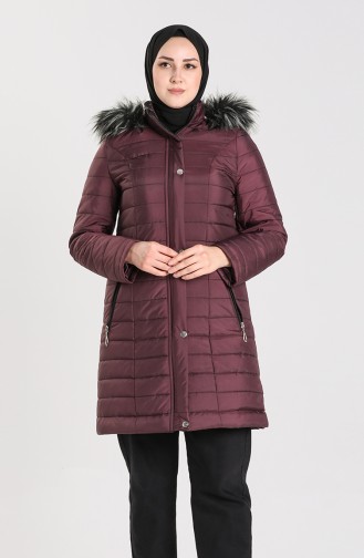 Hooded quilted Coat 7070a-01 Plum 7070A-01