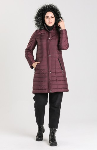 Hooded quilted Coat 7070a-01 Plum 7070A-01