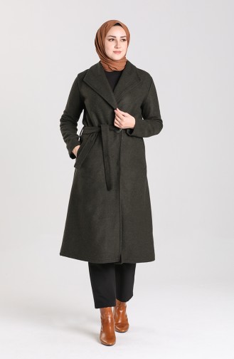 Side Tie Stamp Coat 6040-07 Dark Green 6040-07