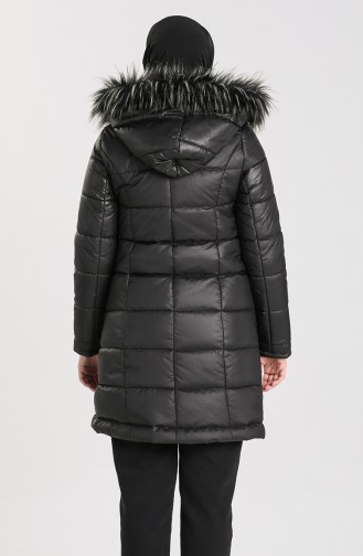 Kapüşonlu Kapitone Mont 7070-01 Siyah