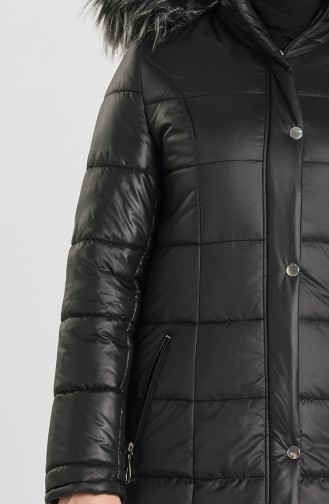Kapüşonlu Kapitone Mont 7070-01 Siyah
