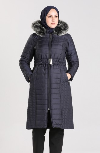Arched quilted Coat 0912-02 Navy Blue 0912-02