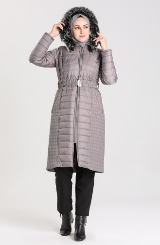 Quilted Coat with Belt 0912-03 Gray 0912-03