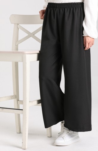 Elastic waist wide Leg Pants 4012-01 Black 4012-01