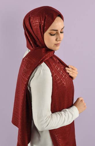 Düz Twill Jakar Şal 15246-03 Bordo