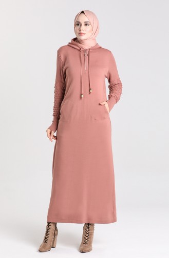 Beige-Rose Hijab Kleider 2343-02
