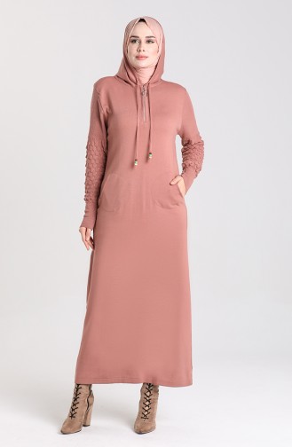 Beige-Rose Hijab Kleider 2343-02