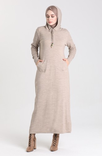 فستان بني مائل للرمادي 2343-03