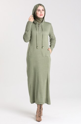 Khaki Hijab Kleider 2343-05