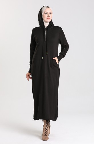 Schwarz Hijab Kleider 2343-06