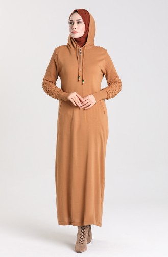 Milchkaffee Hijab Kleider 2343-08