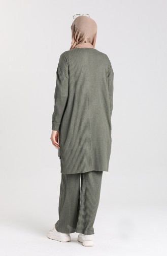 Asymmetrical Pocket Tunic Trousers Double Suit 7731-02 Khaki 7731-02