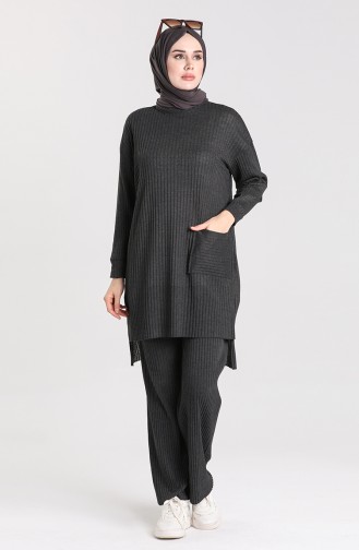 Asymmetrical Pocket Tunic Trousers Double Suit 7731-04 Anthracite 7731-04