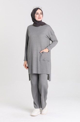 Asymmetric Pocket Tunic Trousers Double Suit 7731-07 Smoked 7731-07