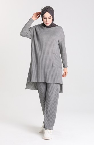 Asymmetric Pocket Tunic Trousers Double Suit 7731-07 Smoked 7731-07