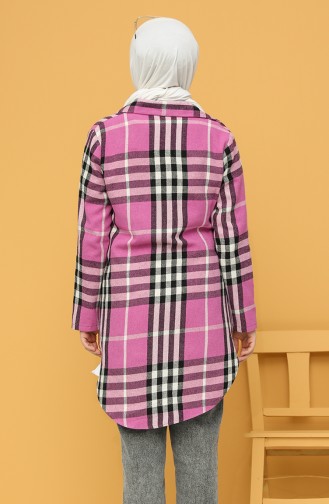 Plaid Buttoned Tunic 3189-01 Dried Rose 3189-01