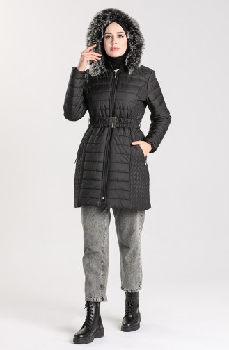 Furry quilted Coat 0911-01 Black 0911-01
