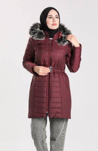 Furry quilted Coat 0911-02 Damson 0911-02