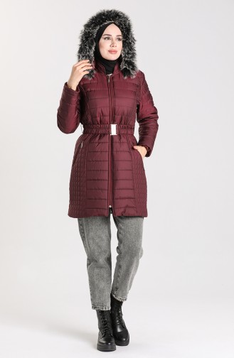 Furry quilted Coat 0911-02 Damson 0911-02